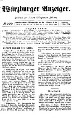 Würzburger Anzeiger (Neue Würzburger Zeitung) Samstag 19. August 1854