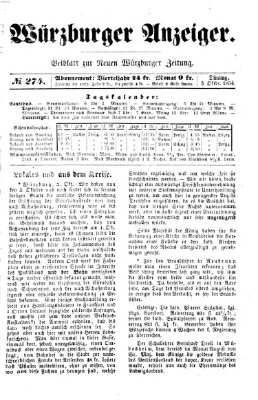 Würzburger Anzeiger (Neue Würzburger Zeitung) Dienstag 3. Oktober 1854