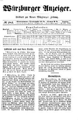 Würzburger Anzeiger (Neue Würzburger Zeitung) Samstag 14. Oktober 1854