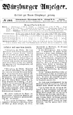 Würzburger Anzeiger (Neue Würzburger Zeitung) Samstag 21. Oktober 1854