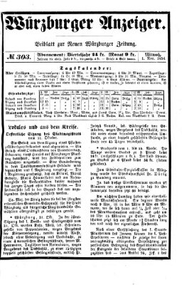 Würzburger Anzeiger (Neue Würzburger Zeitung) Mittwoch 1. November 1854