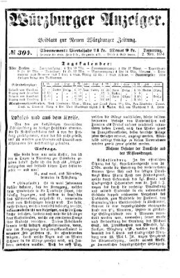 Würzburger Anzeiger (Neue Würzburger Zeitung) Donnerstag 2. November 1854