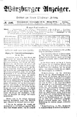 Würzburger Anzeiger (Neue Würzburger Zeitung) Dienstag 14. November 1854