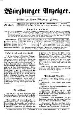 Würzburger Anzeiger (Neue Würzburger Zeitung) Mittwoch 27. Dezember 1854