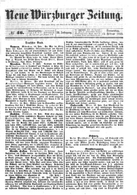 Neue Würzburger Zeitung Donnerstag 15. Februar 1855