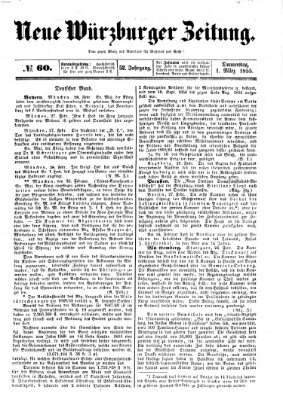 Neue Würzburger Zeitung Donnerstag 1. März 1855