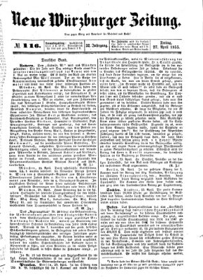 Neue Würzburger Zeitung Freitag 27. April 1855