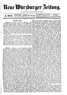 Neue Würzburger Zeitung Dienstag 13. November 1855