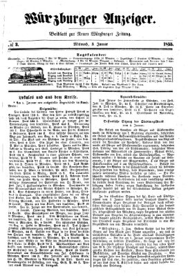 Würzburger Anzeiger (Neue Würzburger Zeitung) Mittwoch 3. Januar 1855