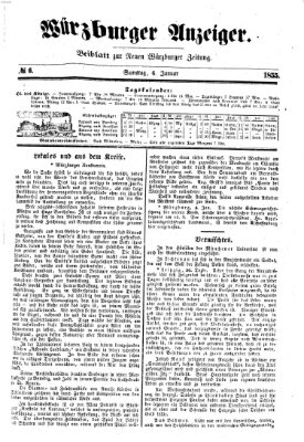 Würzburger Anzeiger (Neue Würzburger Zeitung) Samstag 6. Januar 1855