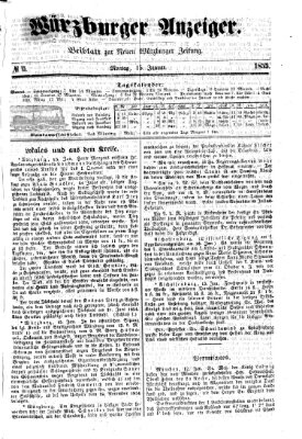 Würzburger Anzeiger (Neue Würzburger Zeitung) Montag 15. Januar 1855