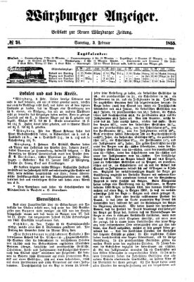 Würzburger Anzeiger (Neue Würzburger Zeitung) Samstag 3. Februar 1855