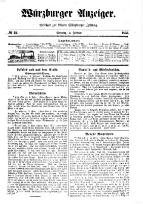 Würzburger Anzeiger (Neue Würzburger Zeitung) Sonntag 4. Februar 1855