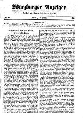 Würzburger Anzeiger (Neue Würzburger Zeitung) Montag 12. Februar 1855