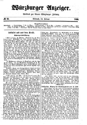 Würzburger Anzeiger (Neue Würzburger Zeitung) Mittwoch 14. Februar 1855