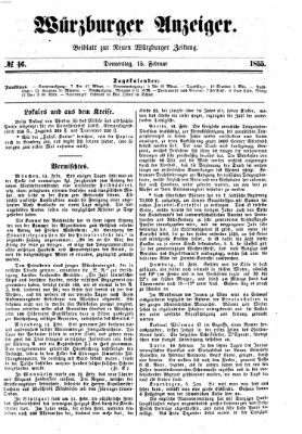 Würzburger Anzeiger (Neue Würzburger Zeitung) Donnerstag 15. Februar 1855