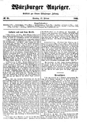 Würzburger Anzeiger (Neue Würzburger Zeitung) Samstag 17. Februar 1855