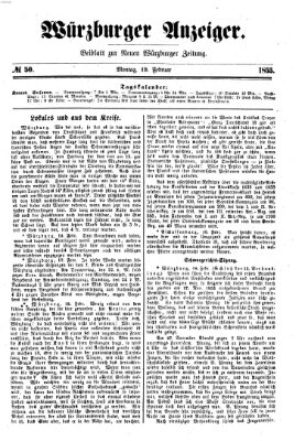 Würzburger Anzeiger (Neue Würzburger Zeitung) Montag 19. Februar 1855