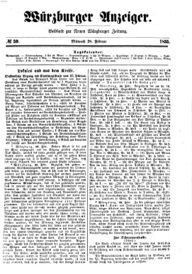 Würzburger Anzeiger (Neue Würzburger Zeitung) Mittwoch 28. Februar 1855