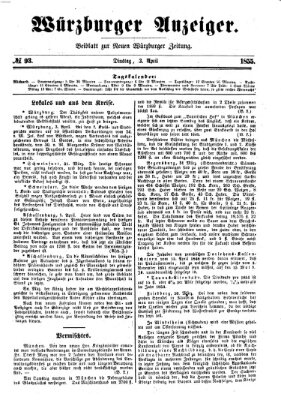 Würzburger Anzeiger (Neue Würzburger Zeitung) Dienstag 3. April 1855