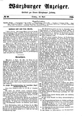 Würzburger Anzeiger (Neue Würzburger Zeitung) Dienstag 10. April 1855