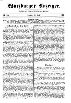 Würzburger Anzeiger (Neue Würzburger Zeitung) Dienstag 17. April 1855