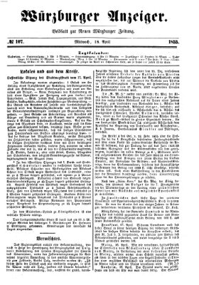 Würzburger Anzeiger (Neue Würzburger Zeitung) Mittwoch 18. April 1855