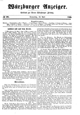 Würzburger Anzeiger (Neue Würzburger Zeitung) Donnerstag 19. April 1855