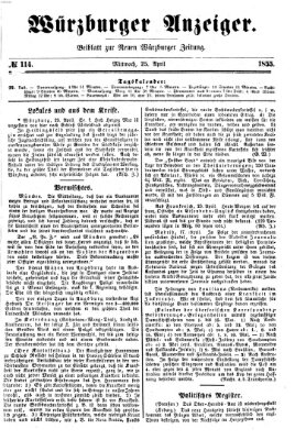 Würzburger Anzeiger (Neue Würzburger Zeitung) Mittwoch 25. April 1855