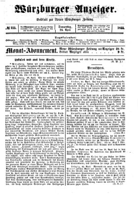 Würzburger Anzeiger (Neue Würzburger Zeitung) Donnerstag 26. April 1855