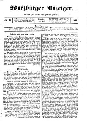 Würzburger Anzeiger (Neue Würzburger Zeitung) Samstag 14. Juli 1855