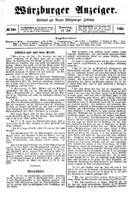 Würzburger Anzeiger (Neue Würzburger Zeitung) Donnerstag 19. Juli 1855