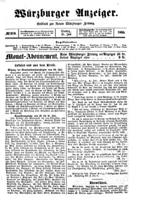 Würzburger Anzeiger (Neue Würzburger Zeitung) Dienstag 31. Juli 1855