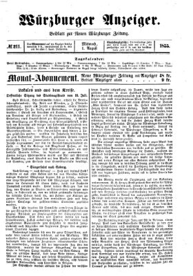 Würzburger Anzeiger (Neue Würzburger Zeitung) Mittwoch 1. August 1855