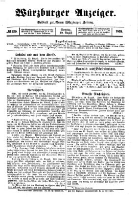 Würzburger Anzeiger (Neue Würzburger Zeitung) Sonntag 19. August 1855