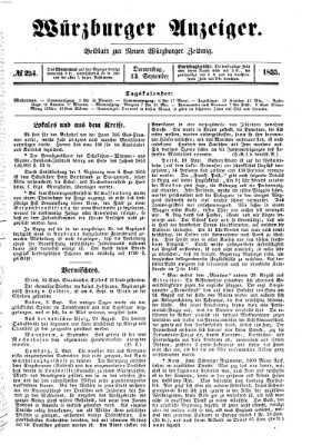 Würzburger Anzeiger (Neue Würzburger Zeitung) Donnerstag 13. September 1855