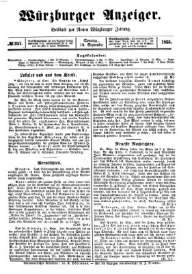 Würzburger Anzeiger (Neue Würzburger Zeitung) Sonntag 16. September 1855