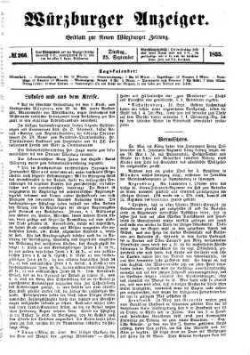 Würzburger Anzeiger (Neue Würzburger Zeitung) Dienstag 25. September 1855