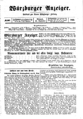 Würzburger Anzeiger (Neue Würzburger Zeitung) Mittwoch 26. September 1855