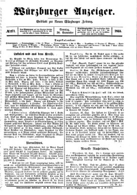 Würzburger Anzeiger (Neue Würzburger Zeitung) Sonntag 30. September 1855