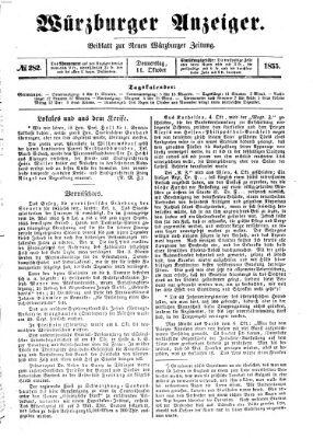 Würzburger Anzeiger (Neue Würzburger Zeitung) Donnerstag 11. Oktober 1855