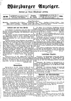 Würzburger Anzeiger (Neue Würzburger Zeitung) Samstag 20. Oktober 1855