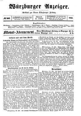 Würzburger Anzeiger (Neue Würzburger Zeitung) Mittwoch 31. Oktober 1855