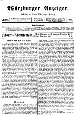 Würzburger Anzeiger (Neue Würzburger Zeitung) Donnerstag 1. November 1855