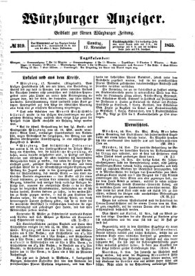 Würzburger Anzeiger (Neue Würzburger Zeitung) Samstag 17. November 1855