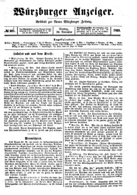 Würzburger Anzeiger (Neue Würzburger Zeitung) Dienstag 20. November 1855