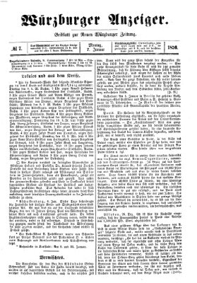 Würzburger Anzeiger (Neue Würzburger Zeitung) Montag 7. Januar 1856