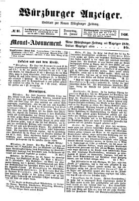 Würzburger Anzeiger (Neue Würzburger Zeitung) Donnerstag 31. Januar 1856