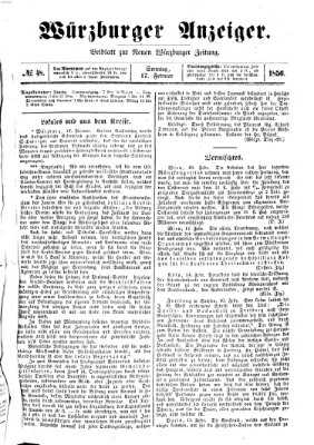 Würzburger Anzeiger (Neue Würzburger Zeitung) Sonntag 17. Februar 1856