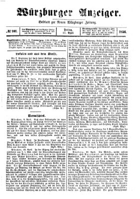 Würzburger Anzeiger (Neue Würzburger Zeitung) Freitag 11. April 1856